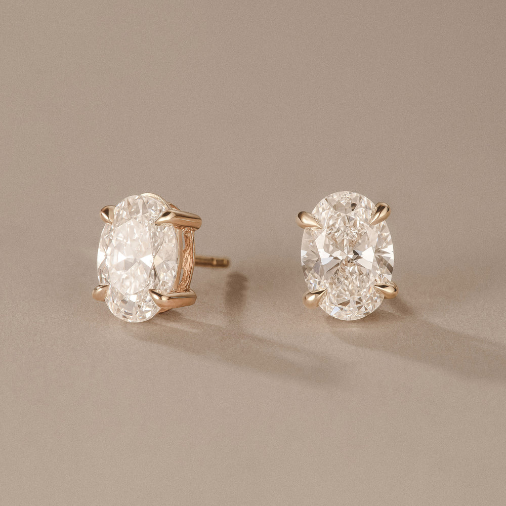 3.00ct Oval Cut Lab Diamond Stud Earrings in 18K Yellow Gold
