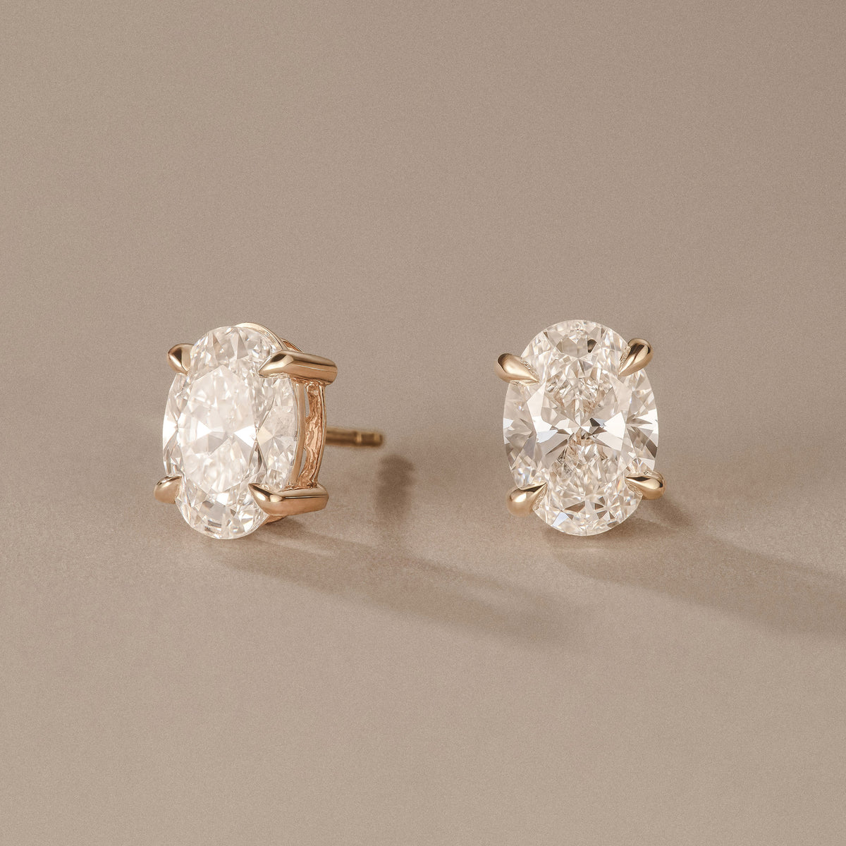 3.00ct Oval Cut Lab Diamond Stud Earrings in 18K Yellow Gold