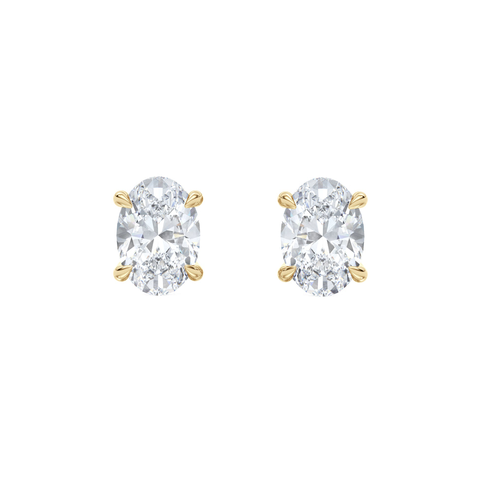 3.00ct Oval Cut Lab Diamond Stud Earrings in 18K Yellow Gold