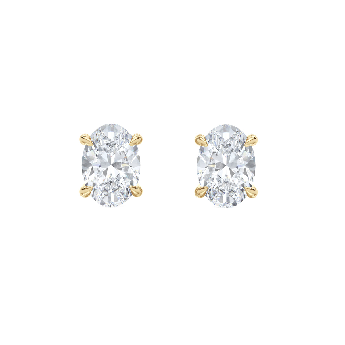 3.00ct Oval Cut Lab Diamond Stud Earrings in 18K Yellow Gold