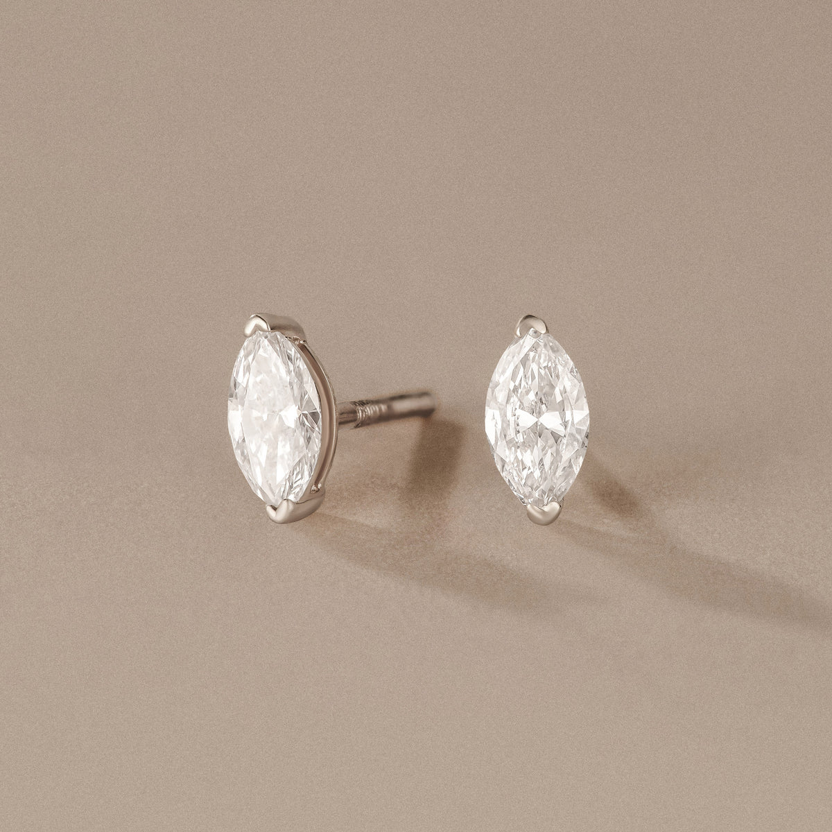 1.00ct Marquise Cut Lab Diamond Stud Earrings in 18K White Gold