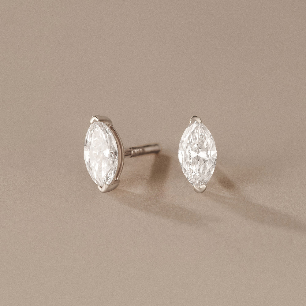 1.00ct Marquise Cut Lab Diamond Stud Earrings in Platinum