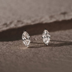 Fancy 1.00ct Marquise Cut Lab Diamond Stud Earrings in 18K White Gold