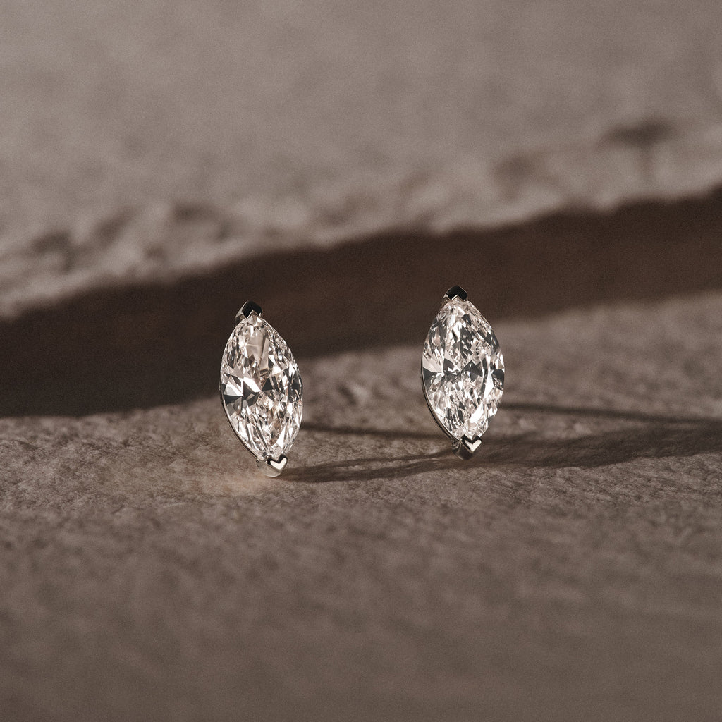 1.00ct Marquise Cut Lab Diamond Stud Earrings in Platinum