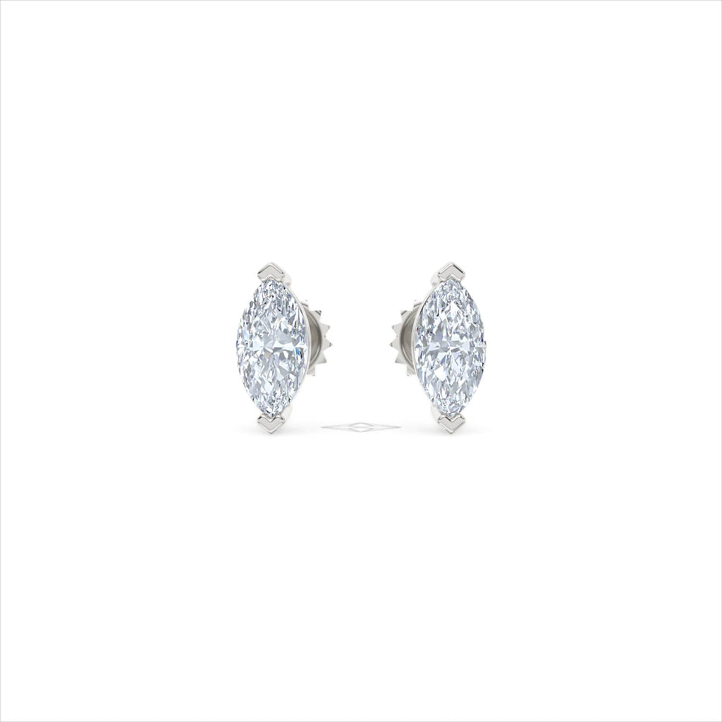 0.50ct Marquise Cut Lab Diamond Stud Earrings in 18K White Gold