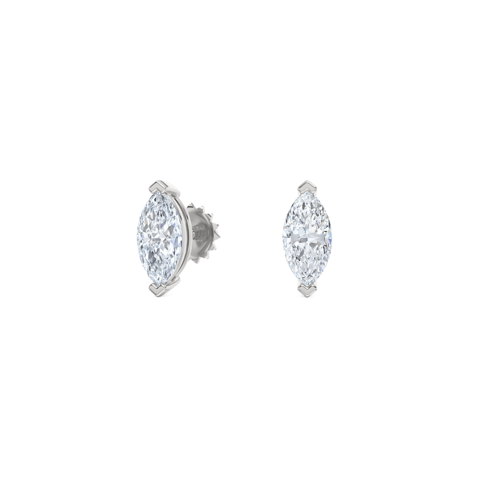 1.00ct Marquise Cut Lab Diamond Stud Earrings in 18K White Gold