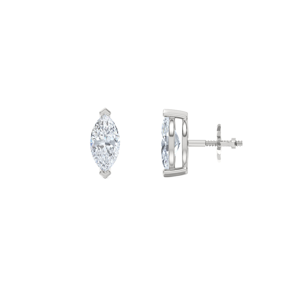 1.00ct Marquise Cut Lab Diamond Stud Earrings in Platinum