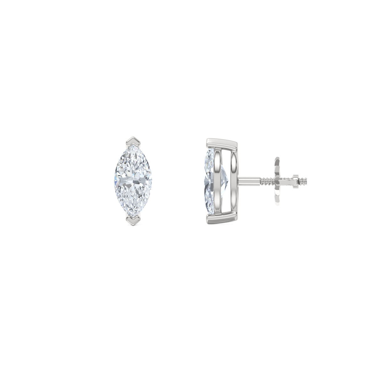 1.00ct Marquise Cut Lab Diamond Stud Earrings in Platinum