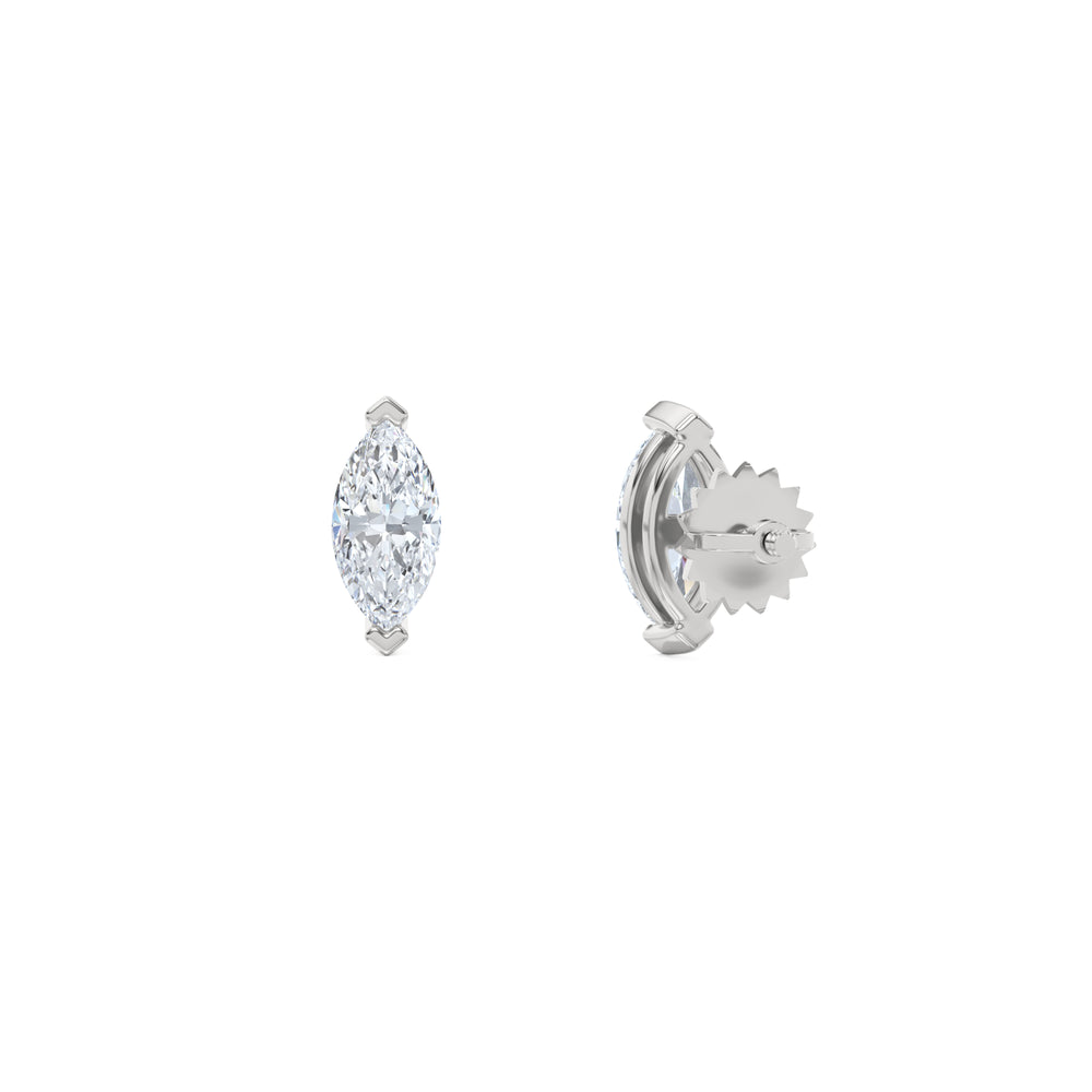 1.00ct Marquise Cut Lab Diamond Stud Earrings in 18K White Gold