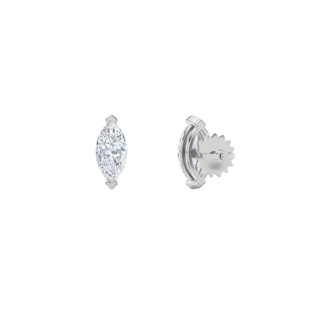 1.00ct Marquise Cut Lab Diamond Stud Earrings in 18K White Gold