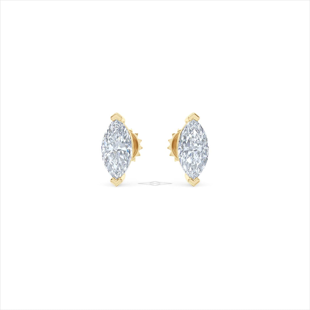 0.50ct Marquise Cut Lab Diamond Stud Earrings in 18K Yellow Gold
