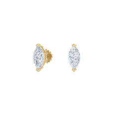 Fancy 1.00ct Marquise Cut Lab Diamond Stud Earrings in 18K Yellow Gold