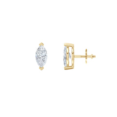Fancy 1.00ct Marquise Cut Lab Diamond Stud Earrings in 18K Yellow Gold