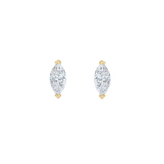 Fancy 1.00ct Marquise Cut Lab Diamond Stud Earrings in 18K Yellow Gold