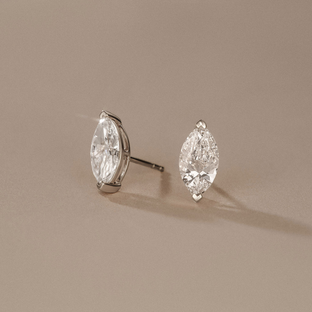 2.00ct Marquise Cut Lab Diamond Stud Earrings in Platinum