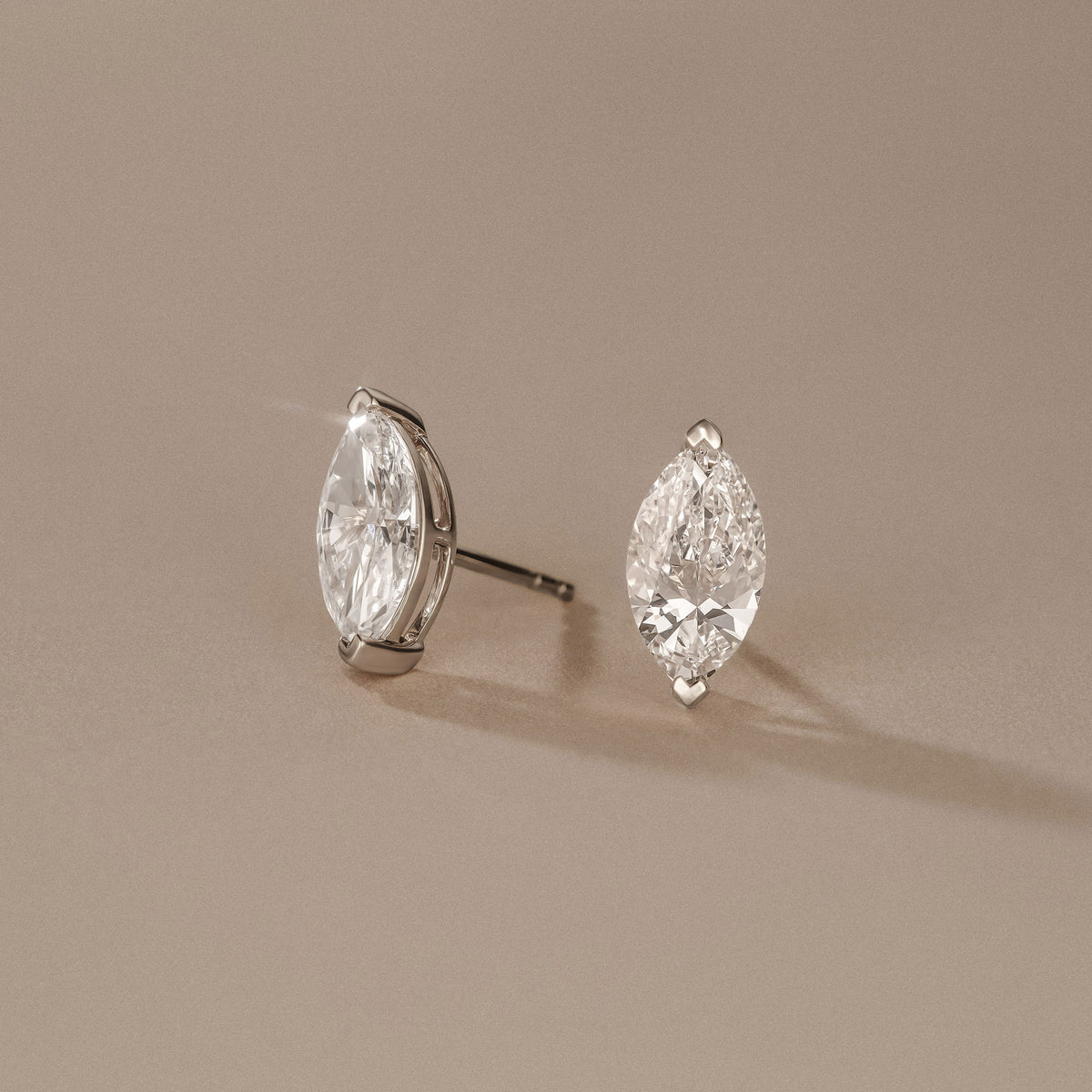 2.00ct Marquise Cut Lab Diamond Stud Earrings in Platinum