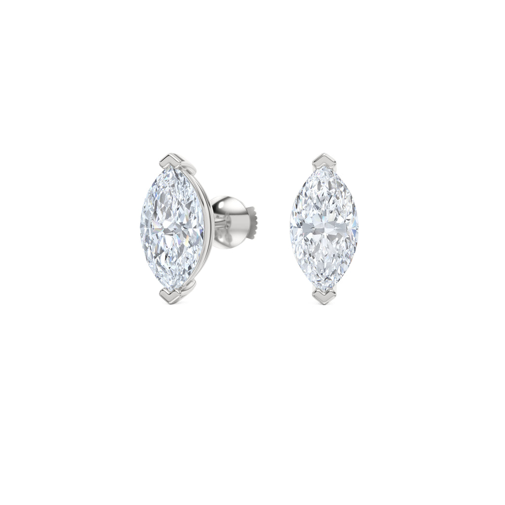 2.00ct Marquise Cut Lab Diamond Stud Earrings in Platinum