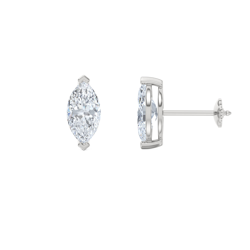 2.00ct Marquise Cut Lab Diamond Stud Earrings in Platinum