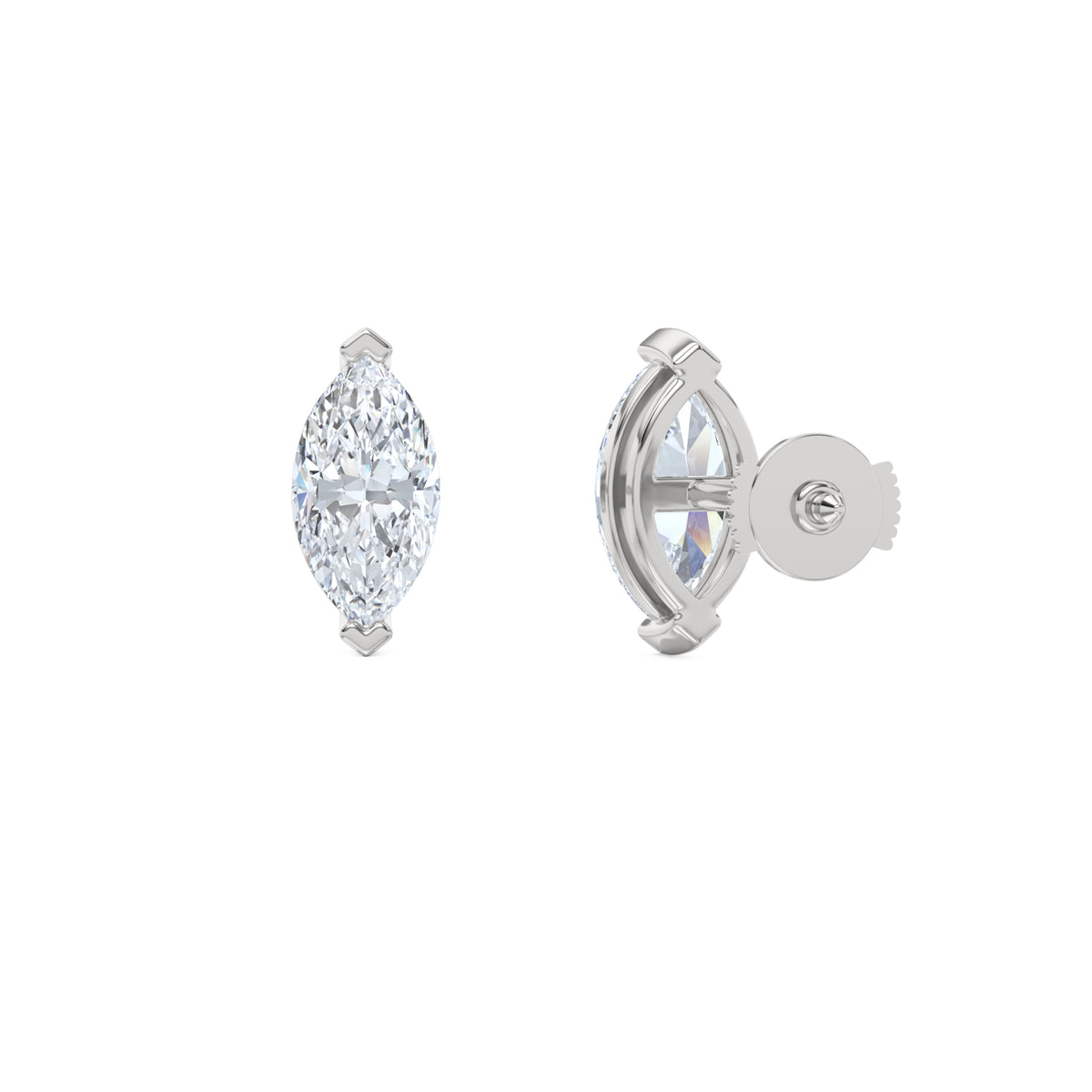 2.00ct Marquise Cut Lab Diamond Stud Earrings in Platinum