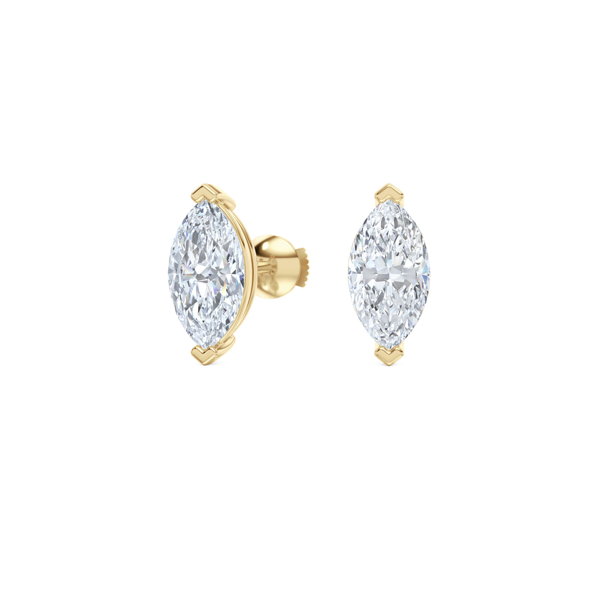 2.00ct Marquise Cut Lab Diamond Stud Earrings in 18K Yellow Gold