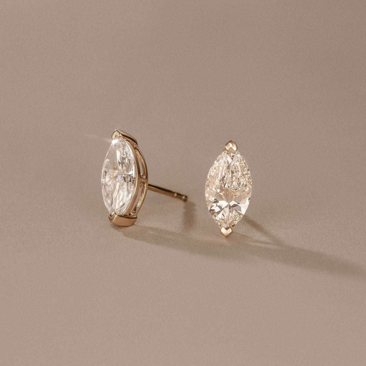 2.00ct Marquise Cut Lab Diamond Stud Earrings in 18K Yellow Gold