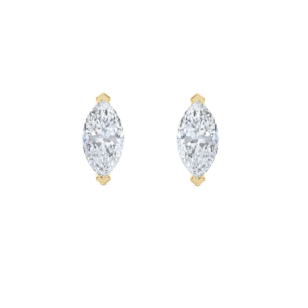 2.00ct Marquise Cut Lab Diamond Stud Earrings in 18K Yellow Gold
