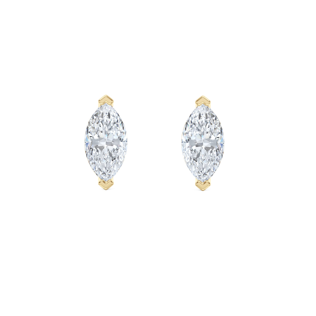 2.00ct Marquise Cut Lab Diamond Stud Earrings in 18K Yellow Gold