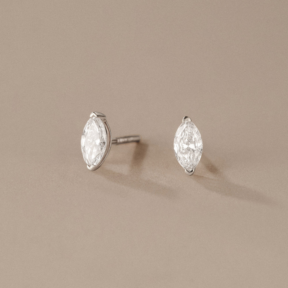 0.50ct Marquise Cut Lab Diamond Stud Earrings in 18K White Gold