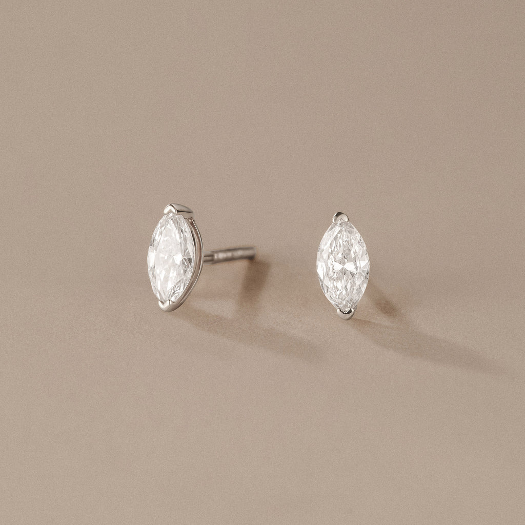 Fancy 0.50ct Marquise Cut Lab Diamond Stud Earrings in Platinum