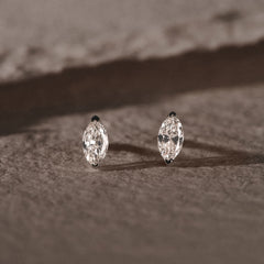 Fancy 0.50ct Marquise Cut Lab Diamond Stud Earrings in 18K White Gold