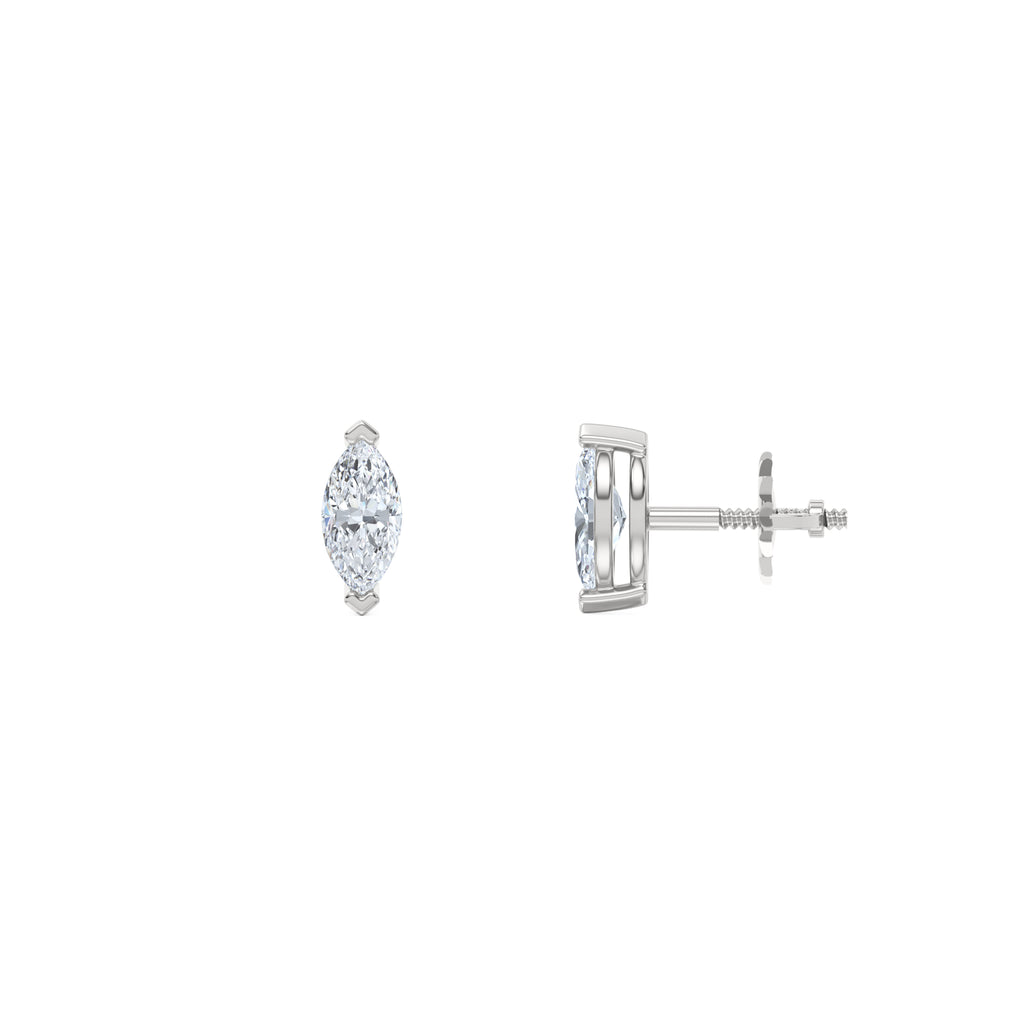 Fancy 0.50ct Marquise Cut Lab Diamond Stud Earrings in 18K White Gold