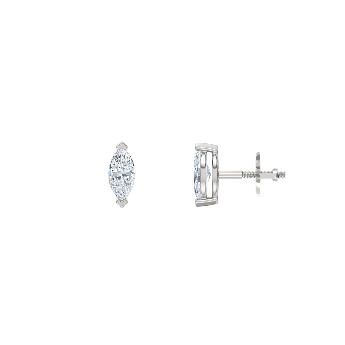 0.50ct Marquise Cut Lab Diamond Stud Earrings in 18K White Gold