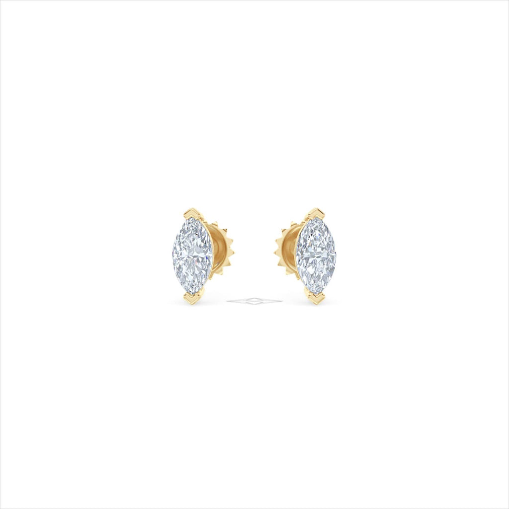 2.00ct Marquise Cut Lab Diamond Stud Earrings in 18K Yellow Gold