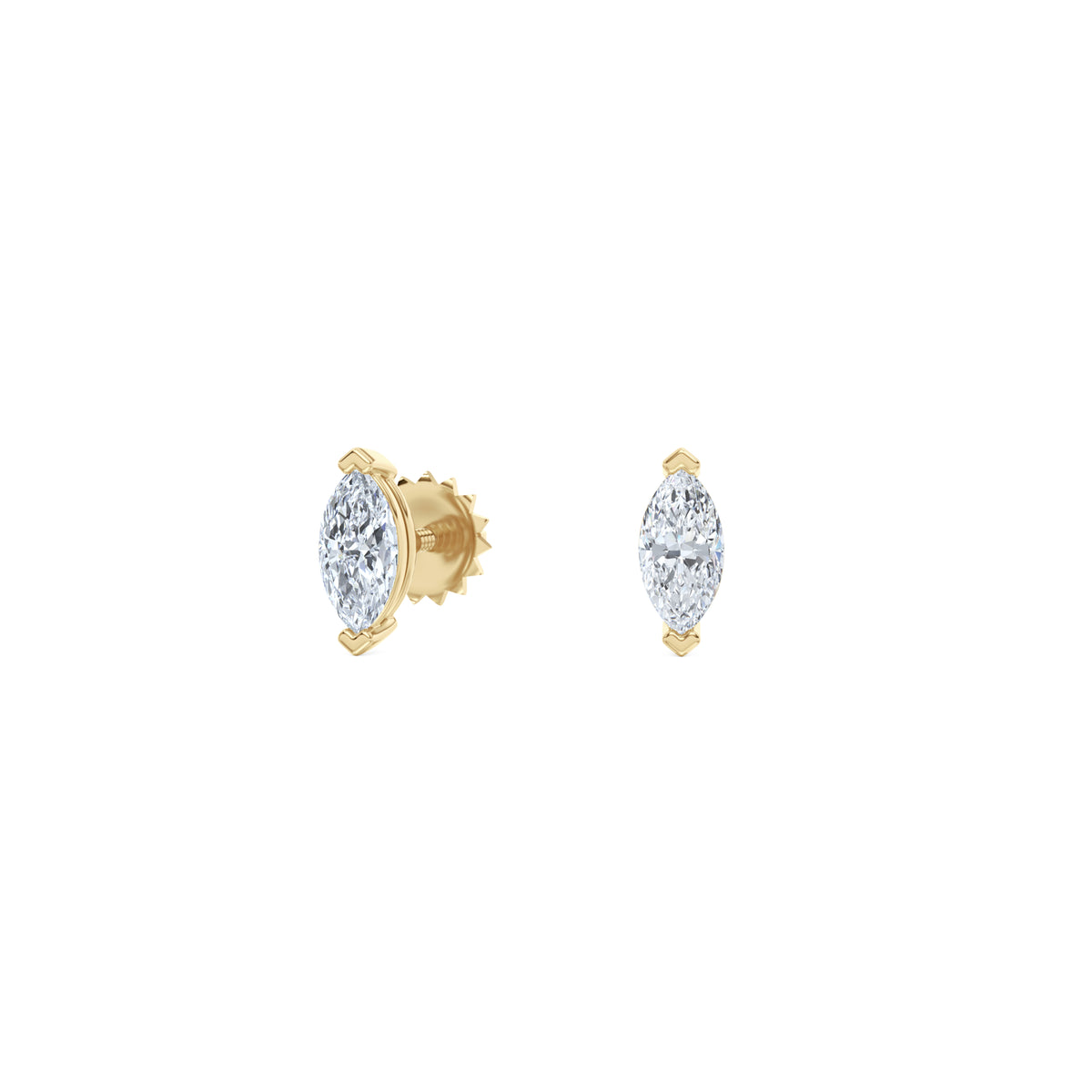 0.50ct Marquise Cut Lab Diamond Stud Earrings in 18K Yellow Gold