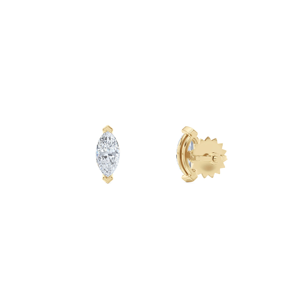 0.50ct Marquise Cut Lab Diamond Stud Earrings in 18K Yellow Gold