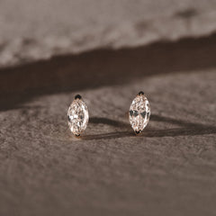 Fancy 0.50ct Marquise Cut Lab Diamond Stud Earrings in 18K Yellow Gold
