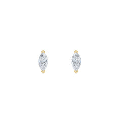 Fancy 0.50ct Marquise Cut Lab Diamond Stud Earrings in 18K Yellow Gold