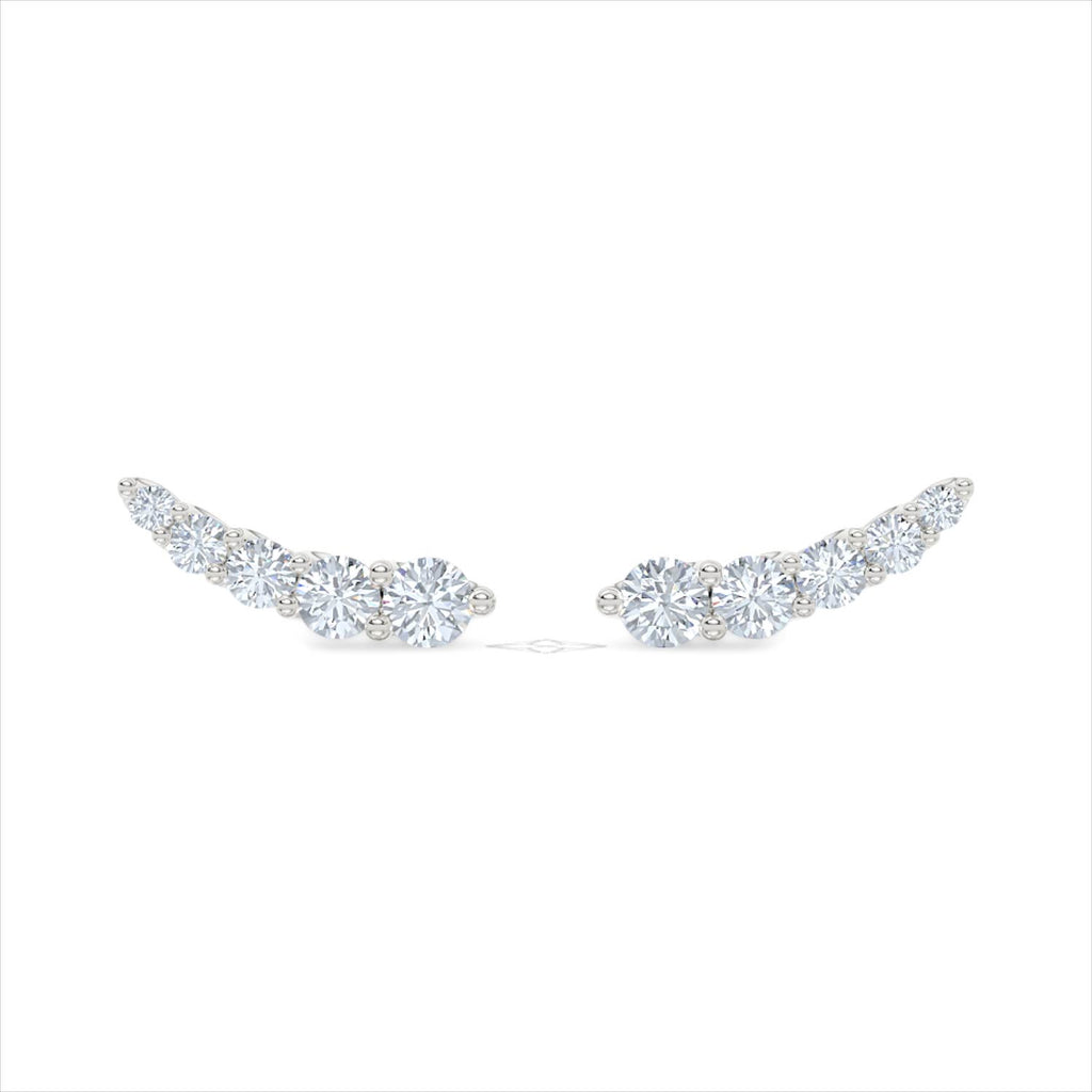 Legacy 1.00ct Round Cut Lab Diamond Ear Climber Earrings in 18K White Gold
