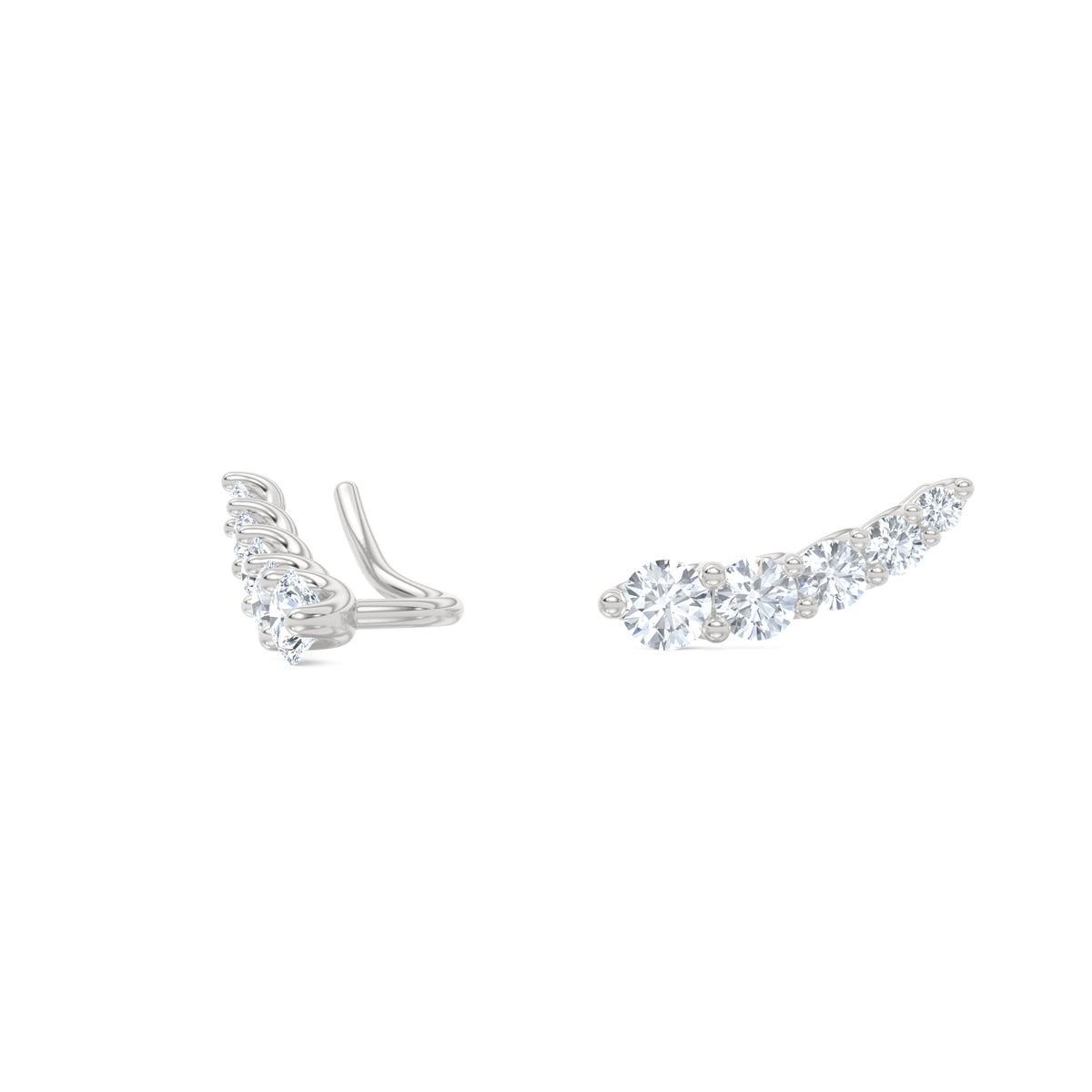 Legacy 1.00ct Round Cut Lab Diamond Ear Climber Earrings in 18K White Gold