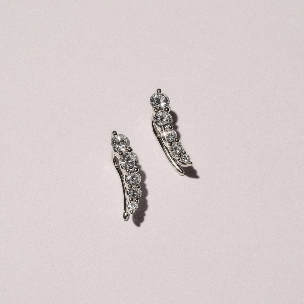 Legacy 1.00ct Round Cut Lab Diamond Ear Climber Earrings in 18K White Gold