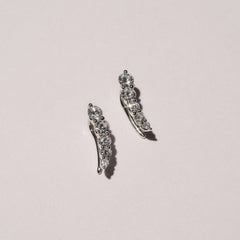 Legacy 1.00ct Round Cut Lab Diamond Ear Climber Earrings in 18K White Gold