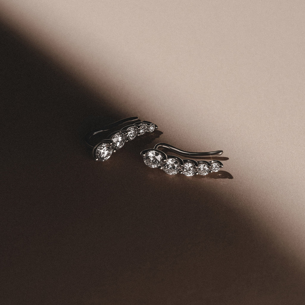 Legacy 1.00ct Round Cut Lab Diamond Ear Climber Earrings in 18K White Gold