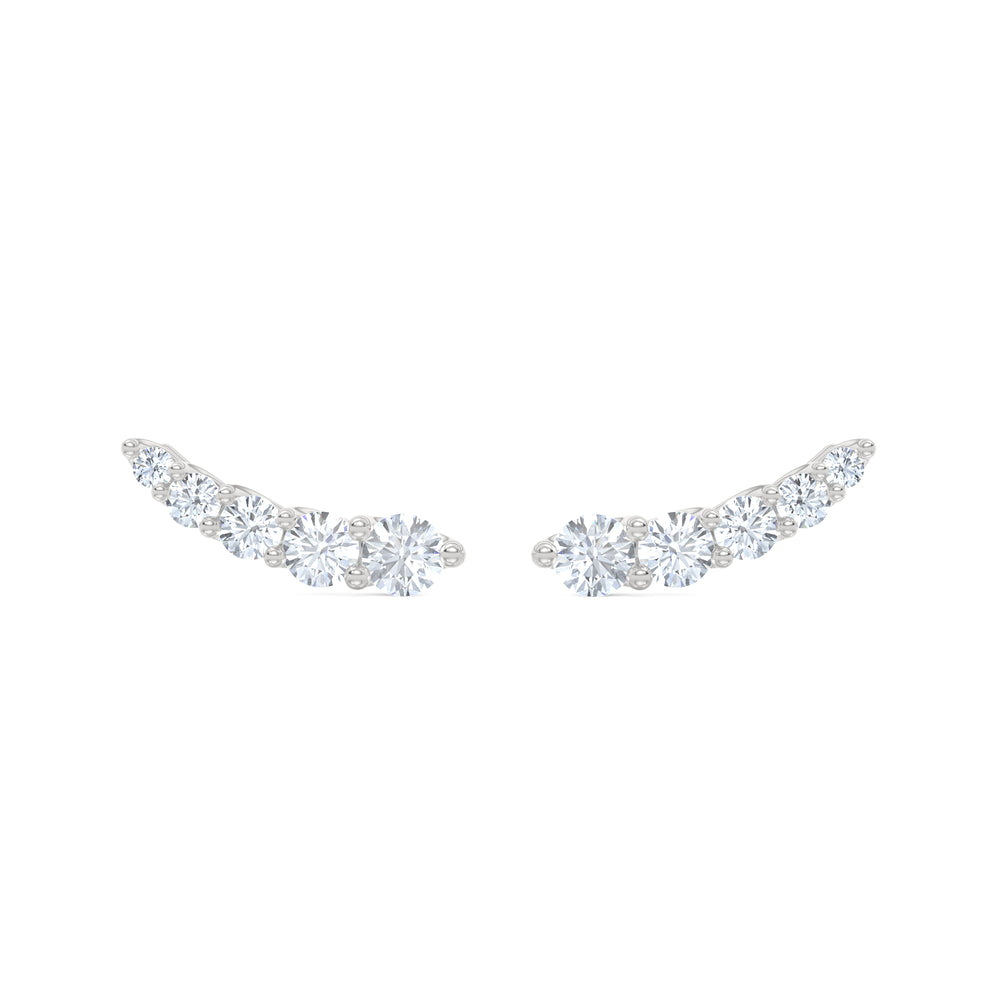 Legacy 1.00ct Round Cut Lab Diamond Ear Climber Earrings in 18K White Gold