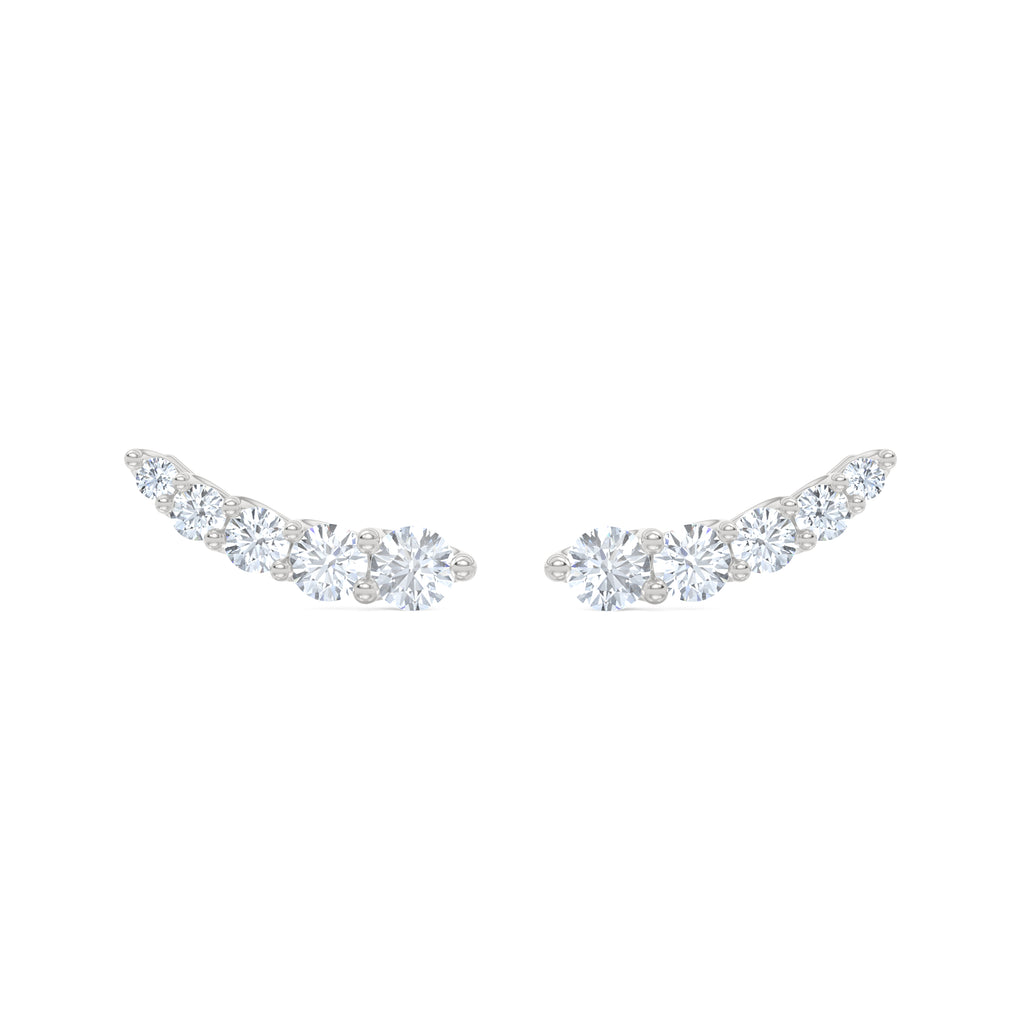 Legacy 1.00ct Round Cut Lab Diamond Ear Climber Earrings in 18K White Gold