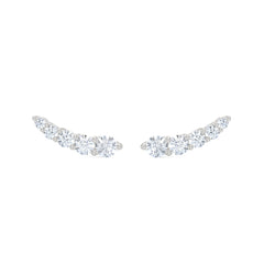 Legacy 1.00ct Round Cut Lab Diamond Ear Climber Earrings in 18K White Gold