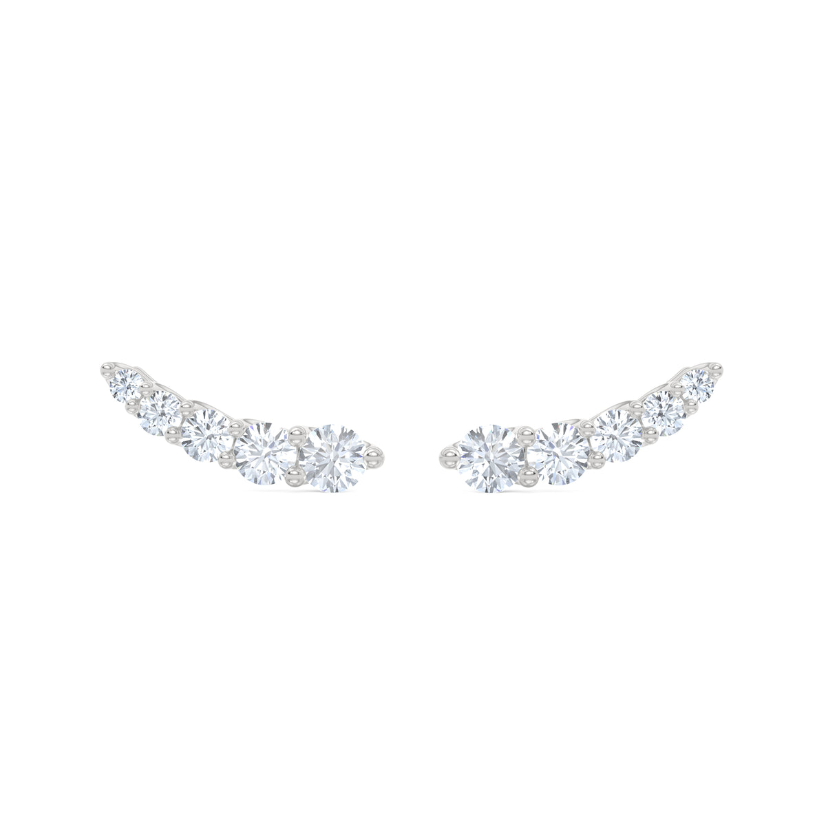 Legacy 1.00ct Round Cut Lab Diamond Ear Climber Earrings in 18K White Gold