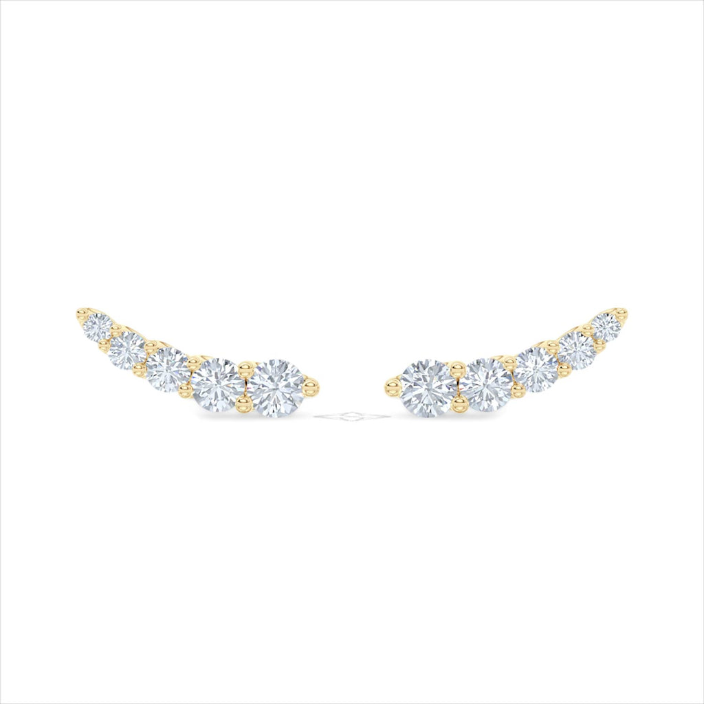 Legacy 1.00ct Round Cut Lab Diamond Ear Climber Stud Earrings in 18K Yellow Gold
