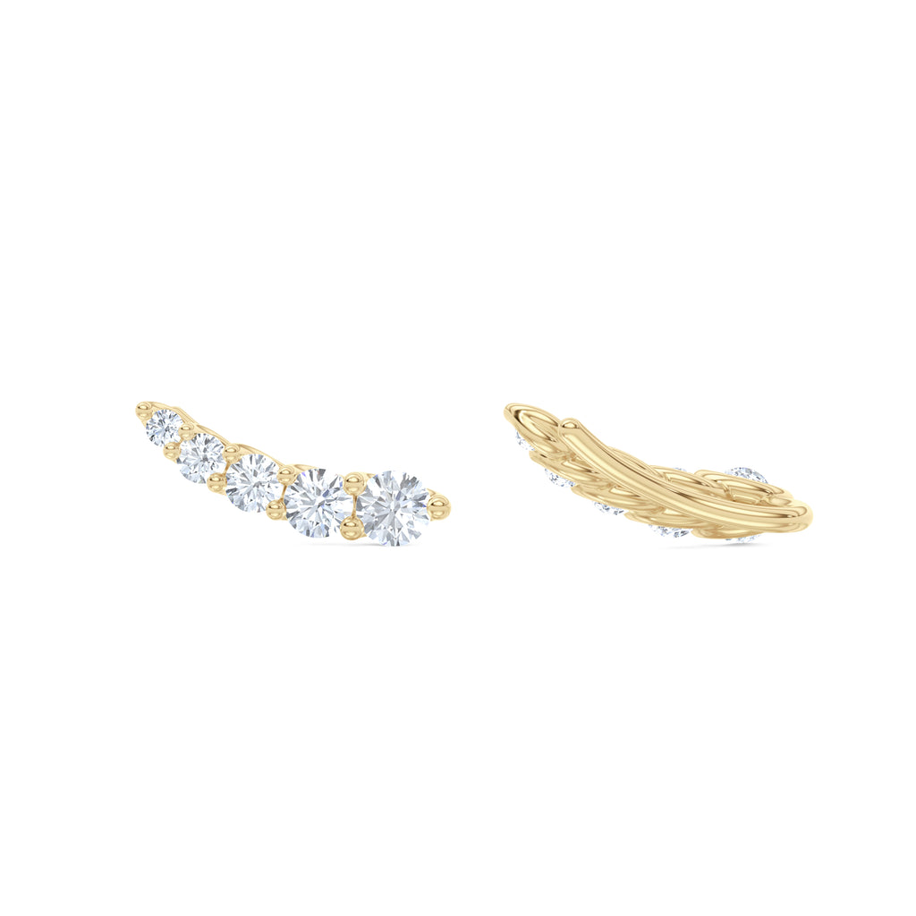 Legacy 1.00ct Round Cut Lab Diamond Ear Climber Stud Earrings in 18K Yellow Gold