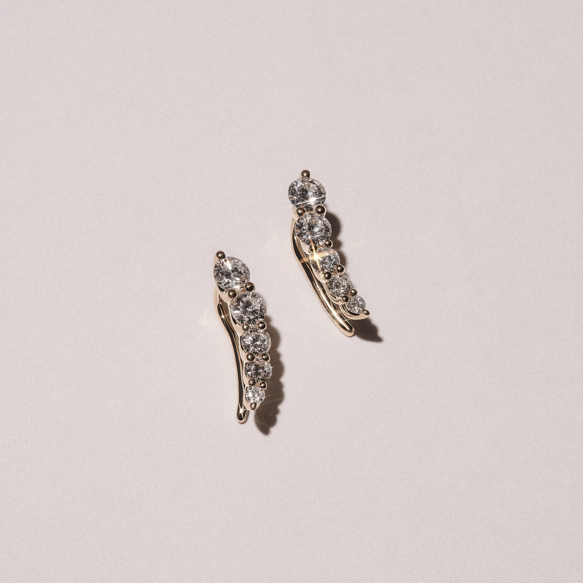 Legacy 1.00ct Round Cut Lab Diamond Ear Climber Stud Earrings in 18K Yellow Gold