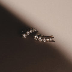 Legacy 1.00ct Round Cut Lab Diamond Ear Climber Stud Earrings in 18K Yellow Gold